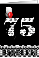 75th Birthday balloon bouquet on black card