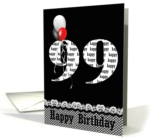 99th birthday, balloon bouquet on black card (808762)