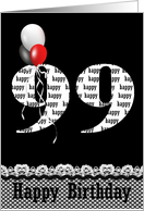 99th birthday, balloon bouquet on black card