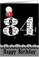 84th birthday-red, white and black balloon bouquet card