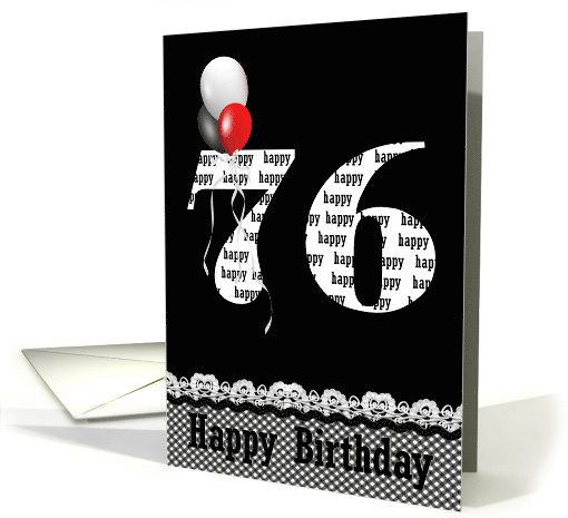 76th Birthday Balloons On Bold Text card (808862)
