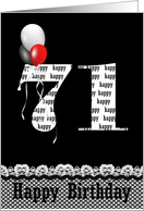 71st birthday-red,white and black balloon bouquet on black card
