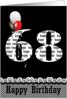 68th Birthday-red, black and white balloon bouquet card