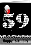 59th birthday-red,white and black balloon bouquet card