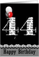 44th birthday-red, white and black balloon bouquet card