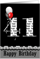 41st Birthday, Red, Black and White Balloon Bouquet card