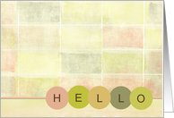 Hello-retro design with soft pastel textures card