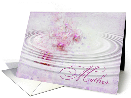 Mother's Day-pink orchids and bubbles in water ripple card (810968)