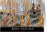 Grandpa’s Father’s Day, smiling bear in a rusty row boat card
