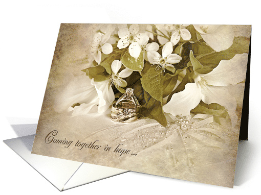 daughter's wedding congratulations trillium bouquet with rings card