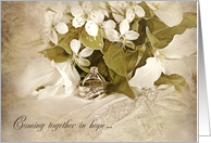 daughter’s wedding congratulations trillium bouquet with rings card