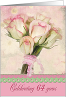64th birthday-rose-pink-bouquet card