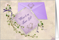 Flower Girl request-floral branch on wedding starionery card