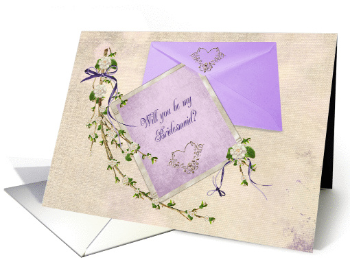 Bridesmaid request for Sister-floral branch on wedding stationery card