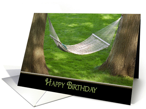 grandpa's birthday-hammock between two oak trees card (819192)