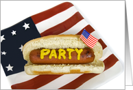 party-hot dog-patriotic-flag-American-barbecue card