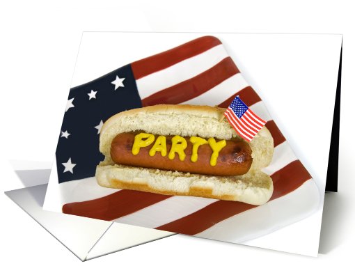 4th of July-hot dog-patriotic-flag-American-barbecue card (819386)
