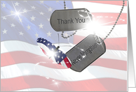 thinking of you for military dog tags with flag butterfly card