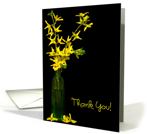 Thank you for friend-ladybugs on forsythia branch card (821181)