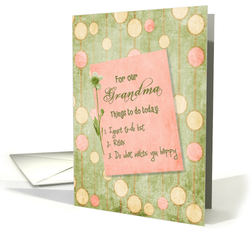 grandma's birthday to do list in green and pink design card (822206)