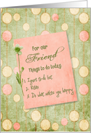 Friend’s Birthday, To-Do List On Polka Dot Background card