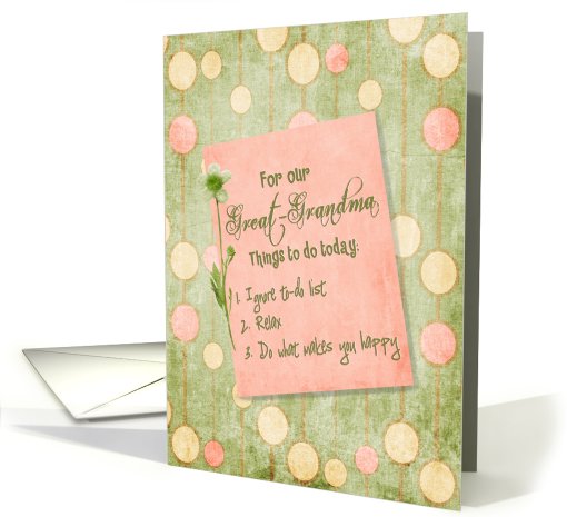 great grandma, birthday, pink polka dot card (822217)