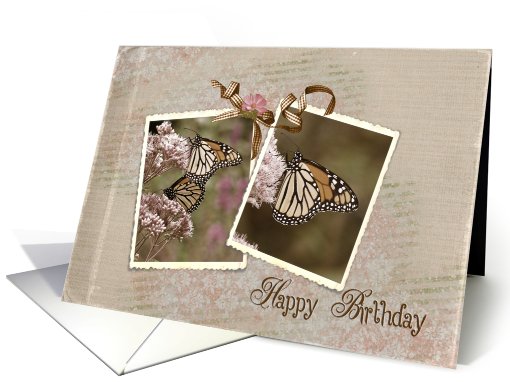 monarch butterfly-birthday-vintage card (823550)