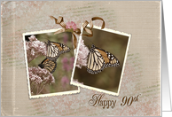 90th birthday monarch butterfly in snapshot card