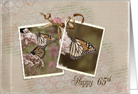 65th birthday- monarch butterfly-vintage-flower card