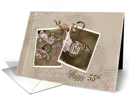 55th birthday- monarch butterfly-vintage-flower card (823863)