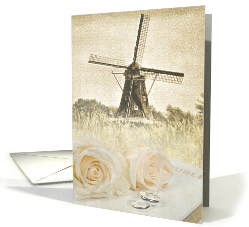 Wedding Congratulations, roses on Bible with Dutch... (829380)
