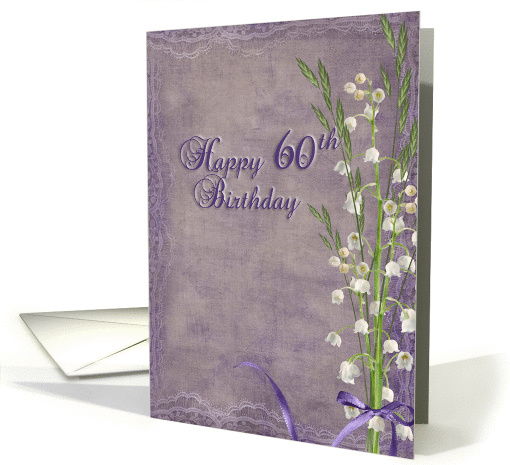 60th birthday-lily of the valley-purple-bouquet-lacy card (833915)