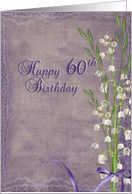 grandma-60th birthday-lily of the valley-purple-bouquet-lacy card