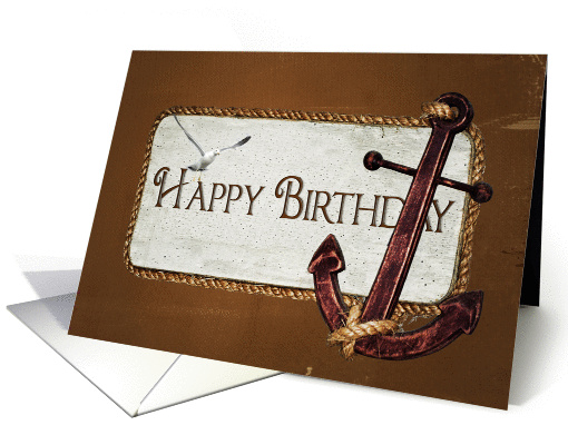 Dad's birthday-nautical rope and anchor with seagull card (836025)