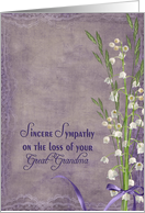 great grandmother, sympathy, lily of the valley, purple, flower, bouquet card
