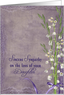 daughter, sympathy, lily of the valley, purple, flower, bouquet card