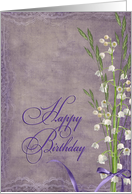 grandma, birthday, lily of the valley, purple, flower, bouquet card
