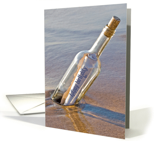 Birthday and Miss You message in a bottle card (838553)