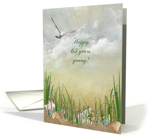 65th Birthday-seagull with seashore treasures card (839135)