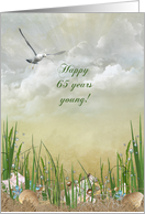 65th Birthday-seagull with seashore treasures card