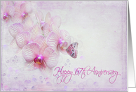 67th anniversary butterfly on pink orchid with bubbles card