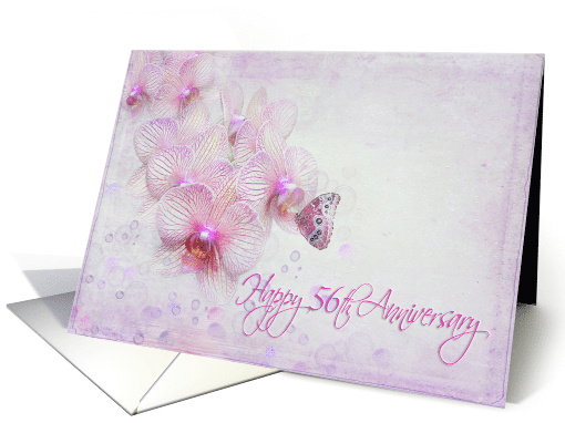 56th Anniversary Butterfly on Pink Orchid with Bubbles card (850020)