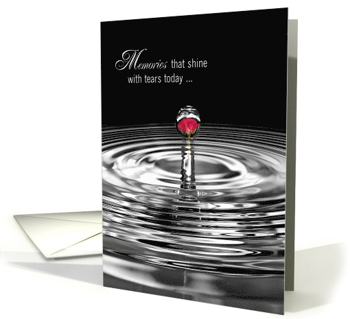 Loss of Sister, red rose in water droplet in ripples card (851770)