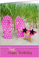 starfish with pink star sunglasses for sister’s birthday card