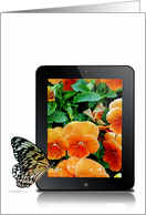 Thinking of You-butterfly on an electronic tablet with pansy image card