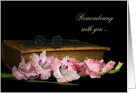 Pink Gladiolus with Old Bible for Loss of Mother Sympathy card