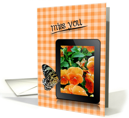 miss you, butterfly, pansy, flower card (857322)