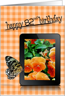 82nd birthday, butterfly, pansy, flower card