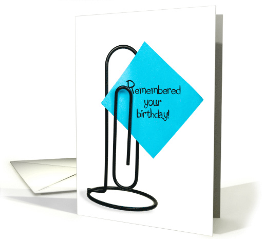 birthday note in large black paper clip card (857835)