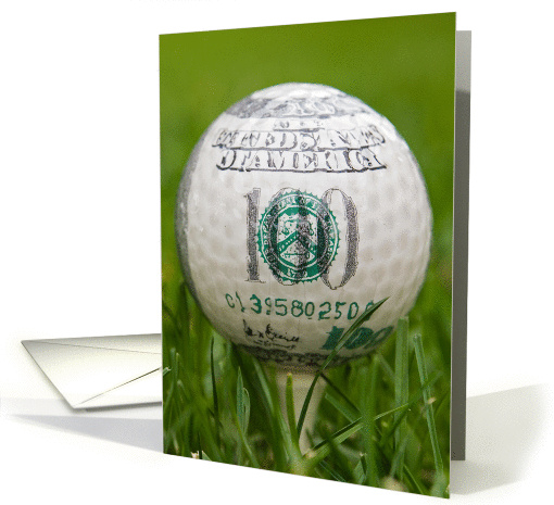close up of a golf ball on a tee in grass for birthday card (859266)